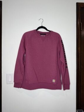 Carhartt Relaxed Fit Sweatshirt Purple Logo Long Sleeve Crewneck Womens Large